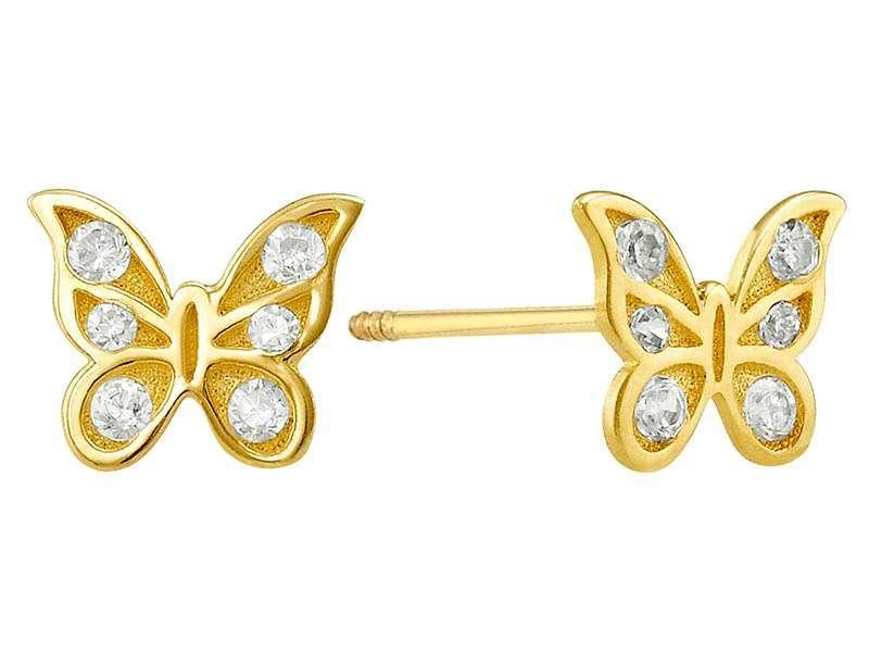 Broquel Mariposa Tecnicolor Con Circonia ENTRE JOYAS