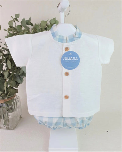Conjunto Camisa Niño Cuello Cuadritos Verde Agua