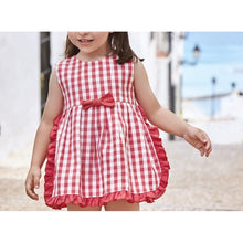 Cargar imagen en el visor de la galería, Vestido Con Braga Cuadritos Rojo ALINA
