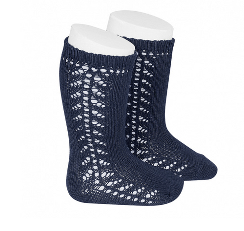 Calcetines altos con calado lateral azul marino