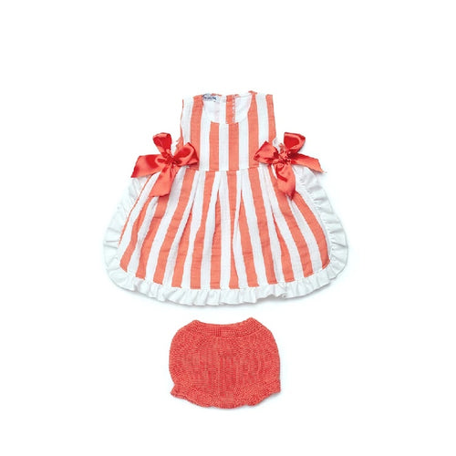 Vestido Con Braga Rayado Coral ALINA