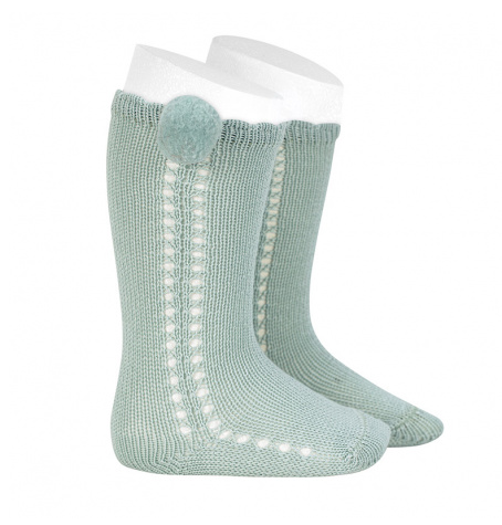 Calcetines altos perlé calado con pompón lateral BRUMA