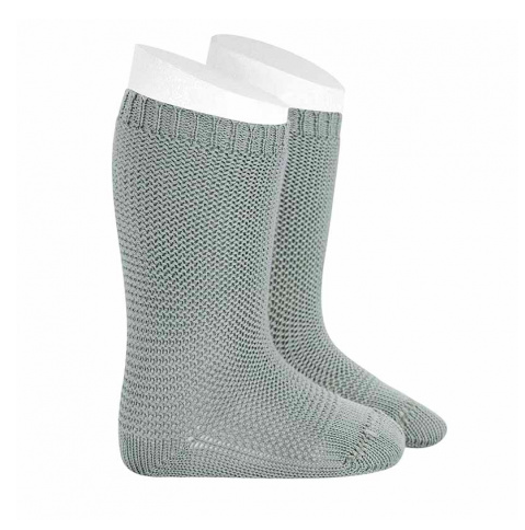 Calcetines altos punto bobo VERDE SECO