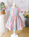 Vestido rayas con moño rosa