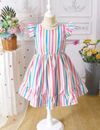 Vestido rayas con moño rosa