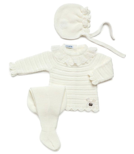 Conjunto 3.P Lin Recogidas Puntilla Crudo