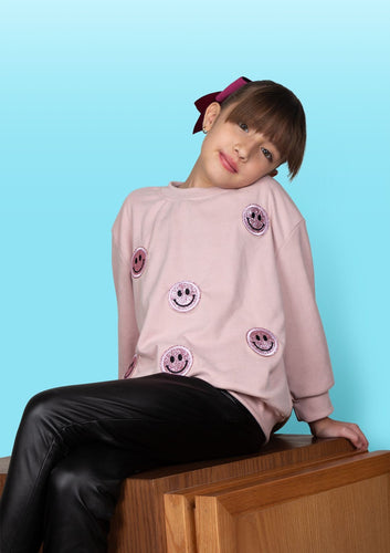 Sudadera caritas felices rosas PINK TALES