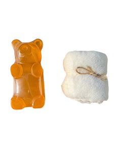 Kit Jabon Naranja Fuerte con Toalla OJITO PISPIRETO
