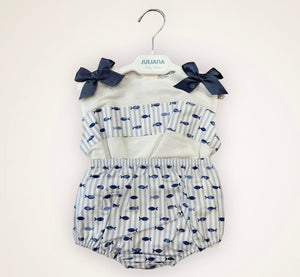 Conjunto Camisa Niña Peces Azul Noche
