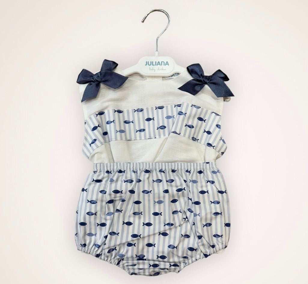 Conjunto Camisa Niña Peces Azul Noche