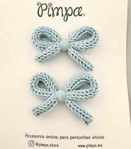 Micaela - par de moñitos tejidos en pinza