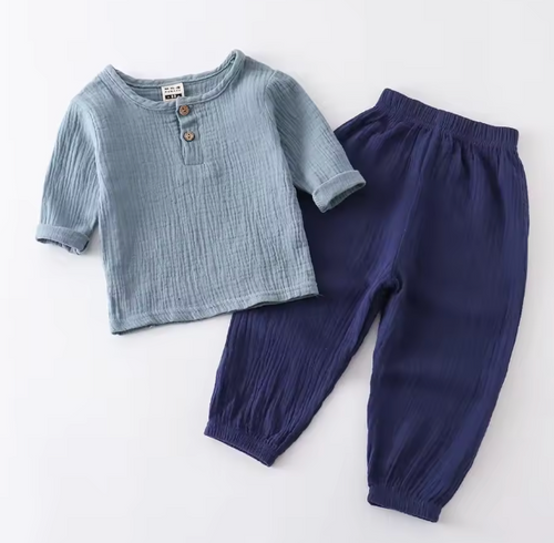 Conjunto Pantalon Muselina Niño Azul  CHIKY NYNO