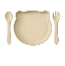 Cargar imagen en el visor de la galería, PLato con Cubiertos Osito CHIKY NYNO