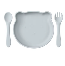 Cargar imagen en el visor de la galería, PLato con Cubiertos Osito CHIKY NYNO
