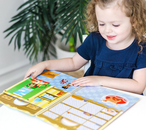 Libro de actividades "lugar de mascotas" con adhesivos acolchados PORFYDYA