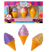 Cargar imagen en el visor de la galería, Set de 3 Brillos Labiales Novelty con Diseño de Helado PORFYDYA