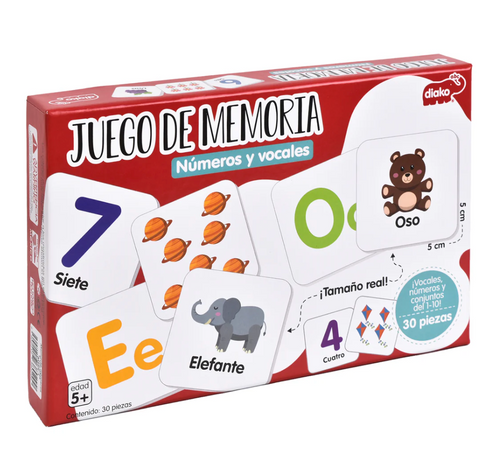 Juego De Memoria Numeros Y Vocales BRUPA