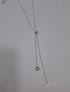 Collar Corbatero Ojo Turco Con Corazon Plata .925