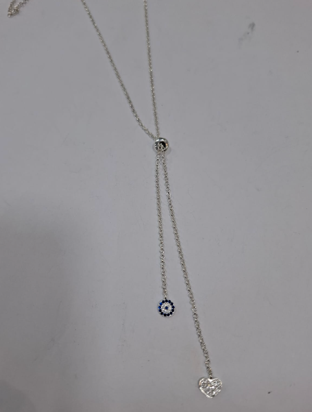 Collar Corbatero Ojo Turco Con Corazon Plata .925