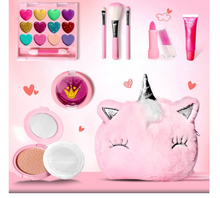 Cargar imagen en el visor de la galería, Bolso de Maquillaje para Niñas-11 pcs Unicornio Peluche PORFYDYA