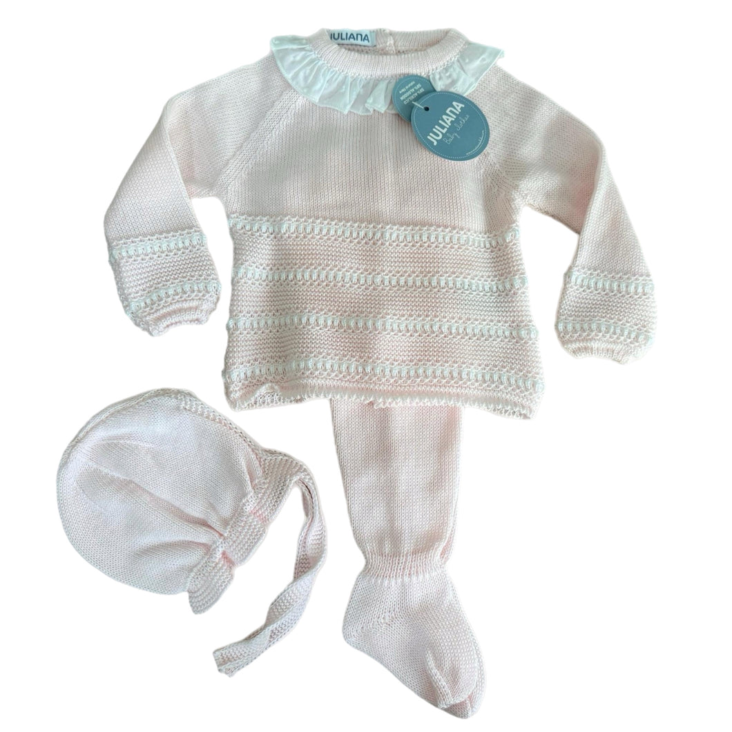 Conjunto 3.P Lines Motas Rosa Blanco