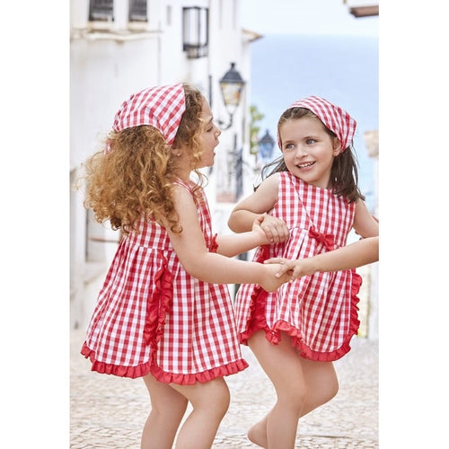 Vestido Con Braga Cuadritos Rojo ALINA