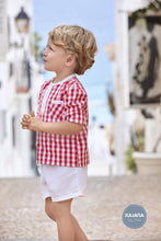 Cargar imagen en el visor de la galería, Conjunto Camisa Niño Manga Larga Cuadros Rojo Blanco