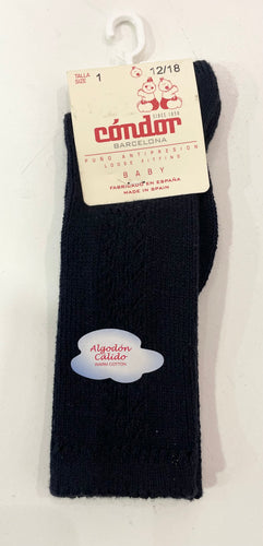 Calcetines cálido Alto calado lateral LINO Azul Marino