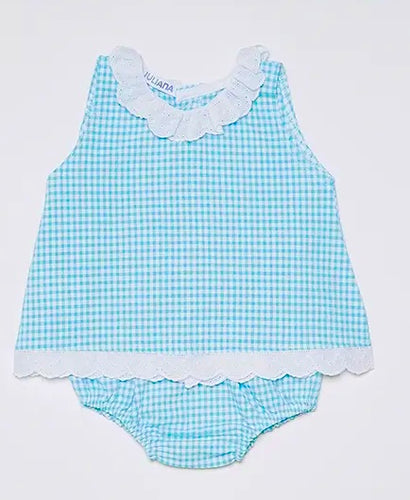 Conjunto Braga Tela Vichy Turquesa