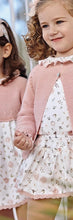 Cargar imagen en el visor de la galería, Vestido Cuerpo Punto Tela Flores  Rosa Empolvado