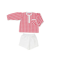 Cargar imagen en el visor de la galería, Conjunto Camisa Niño Manga Larga Cuadros Rojo Blanco