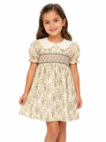 Vestido Amarillo Flores Con Cuello