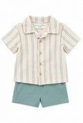 Conjunto verde menta rayas niño 3pz