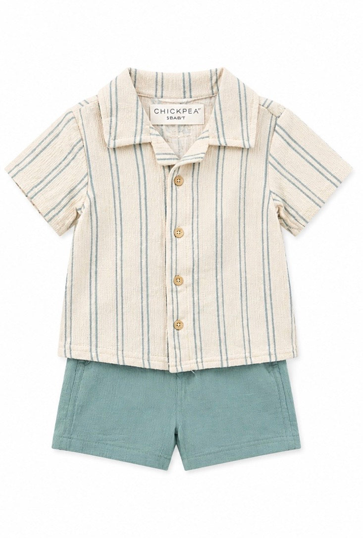 Conjunto verde menta rayas niño 3pz