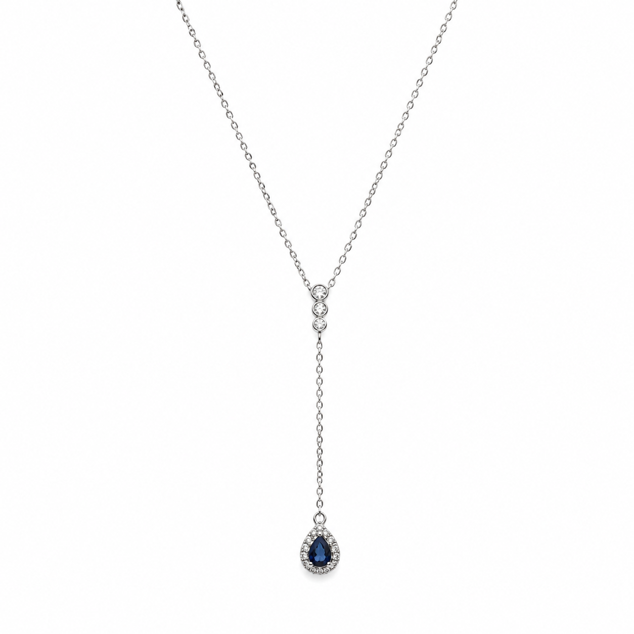 Collar cz Zafiro Gota .925 ENTREJOYAS
