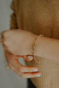Pulsera Misterio con Cruz y Virgen Guadalupe oro 14k
