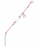 Pulsera con Placa y Unicornio plata .925 hilo rosa COLECCIÓN BAMBINA