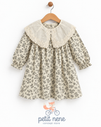 Vestido manga larga Beige Flores