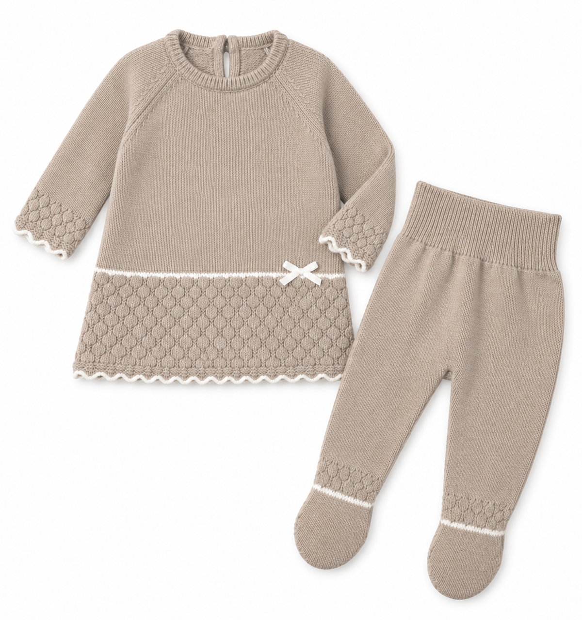 Conjunto de Punto con Pies mini Moño