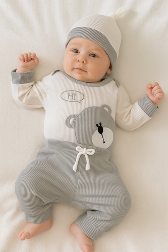 Set Osito Gris con Gorro CHIKY NYNO