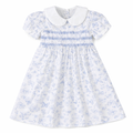 Vestido mariposas con smock azul