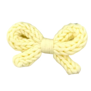 Micaela - par de moñitos tejidos en pinza