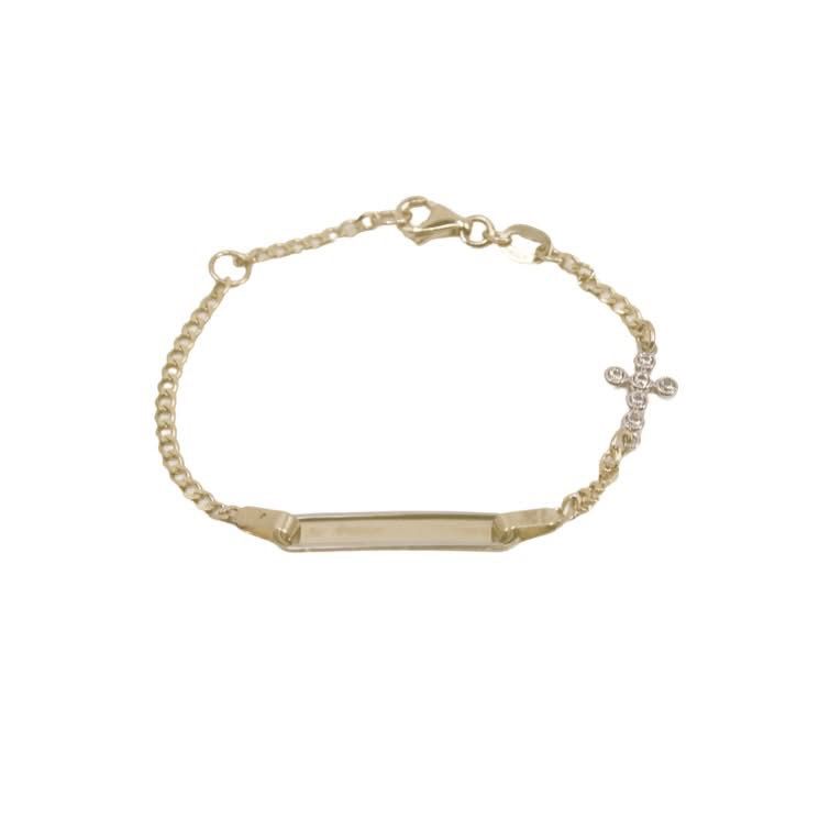 Esclava con Placa Y Cruz Circonia ENTRE JOYAS 10K