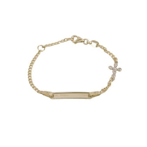Esclava con Placa Y Cruz Circonia ENTRE JOYAS 10K