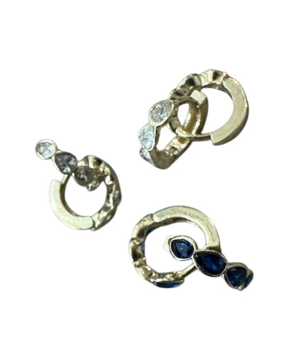 Mini Arracada Con Cz Azul