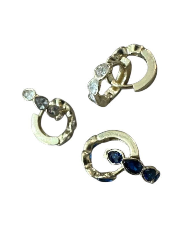 Mini Arracada Con Cz Azul