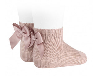Calcetines Punto Bobo con Lazo Rosa Empolvado