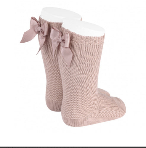 Calcetines altos p.bobo con lazo ROSA PALO