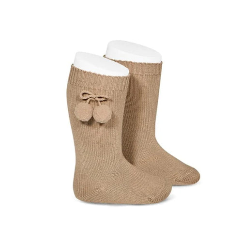 Calcetines altos algodón cálido con borlas CAMEL