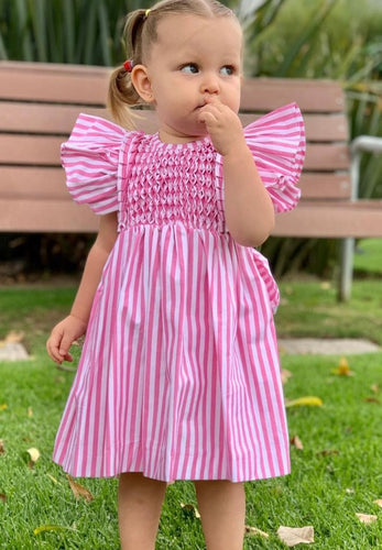 Vestido Panalillo Rayas Rosa